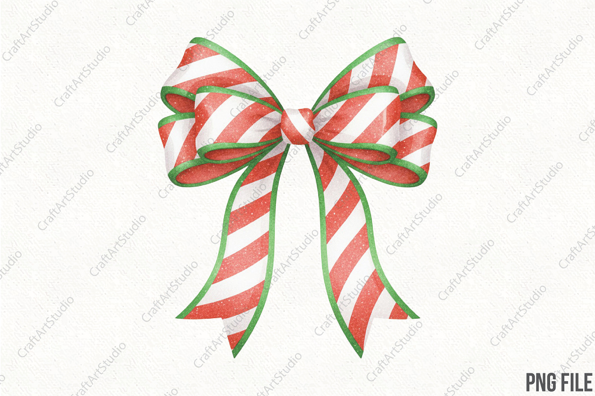 Christmas Coquette Bow PNG, an Illustration by CraftArtStudio (Photo 1 of 4)