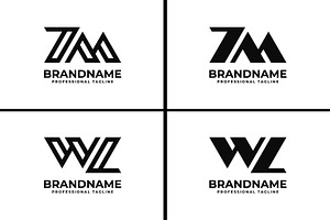 Letters 7M Or WL Monogram Logo Set