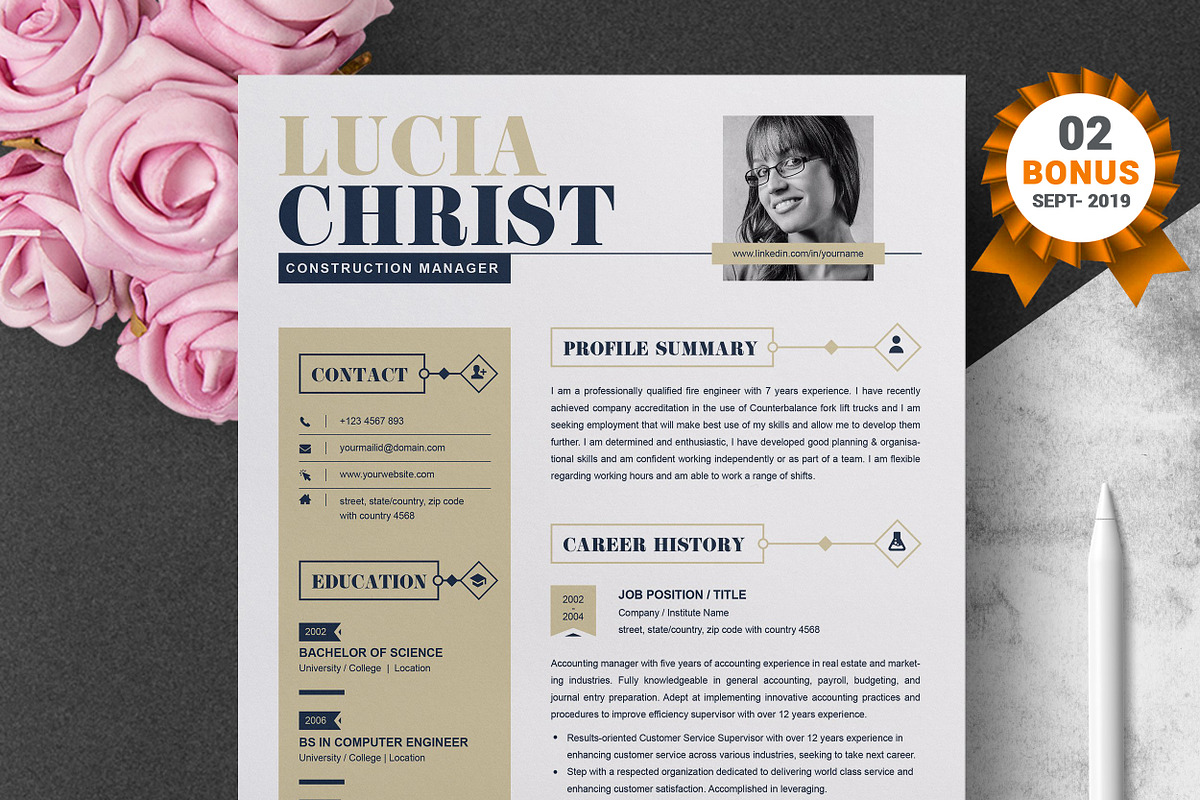 Resume/CV Bundle | 200+ for $29, a Resume Template by ResumeInventor (Photo 73 of 207)