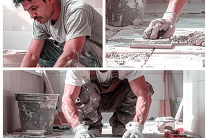 Tile masons job photo collage composition, a Person Photo by DanFLCreativo