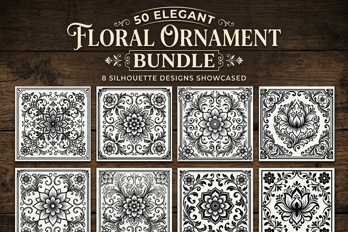 50 Elegant Floral Ornament Bundle, a Decorative Illustration by Amazin_art (Photo 1 of 29)