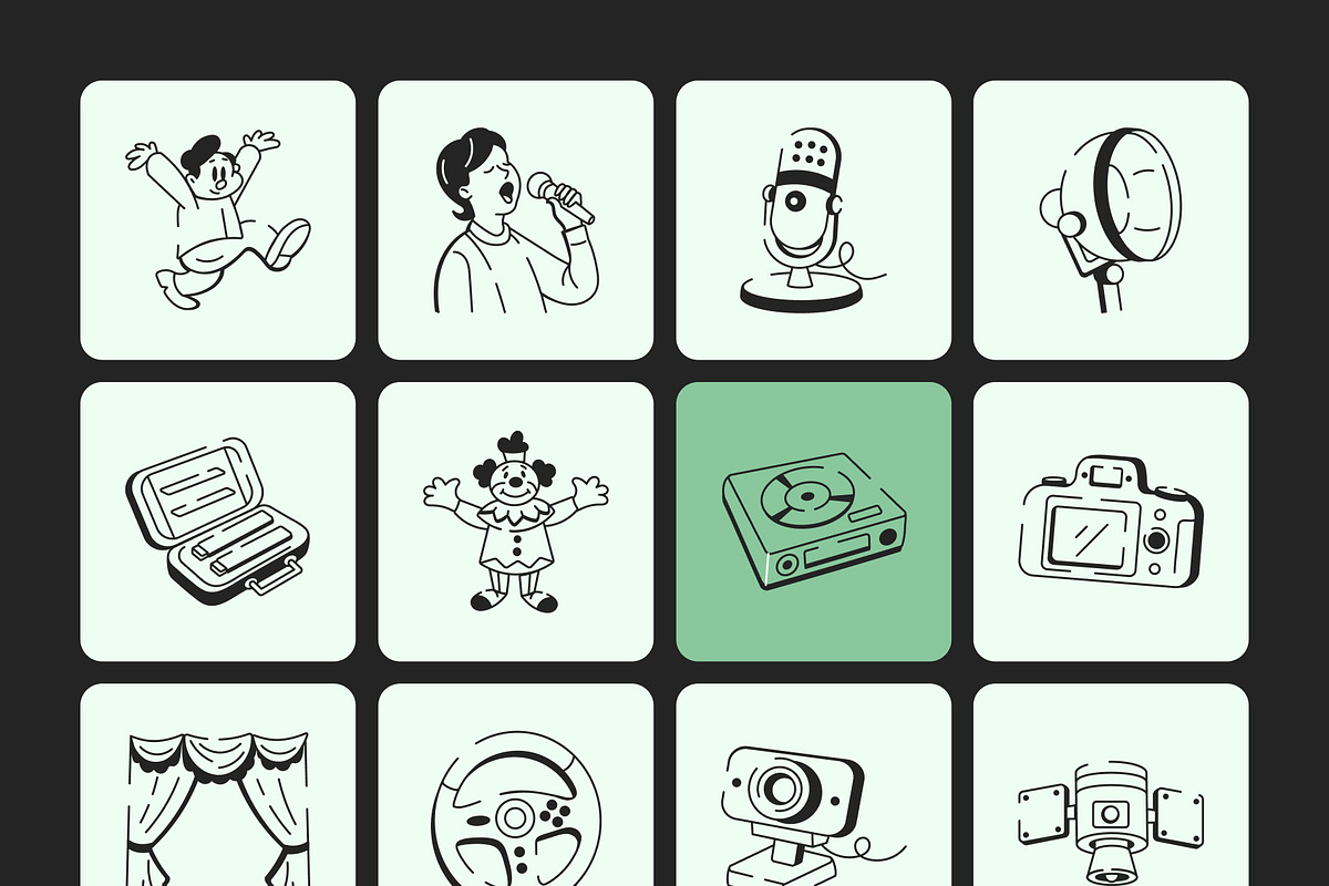 Entertainment Doodle Icon Set, an Outline Icon by Vectors Market (Photo 8 of 8)