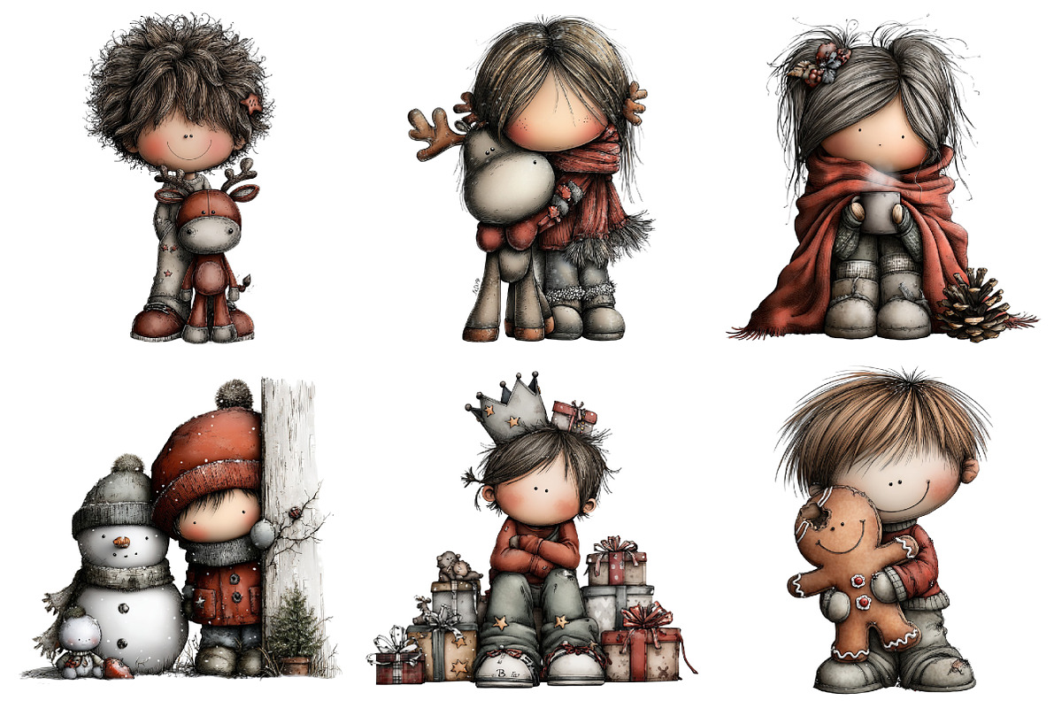 Watercolor Christmas Kids Clipart, an Illustration by Daily.Designs (Photo 4 of 5)