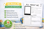 All About Me Printable Worksheet, an Education Illustration by MIRoots Design Studio (Thumbnail 1 of 4)