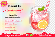 Cute Strawberry Lemonade Clipart, a Food Illustration by K.JackArtwork (Thumbnail 3 of 4)