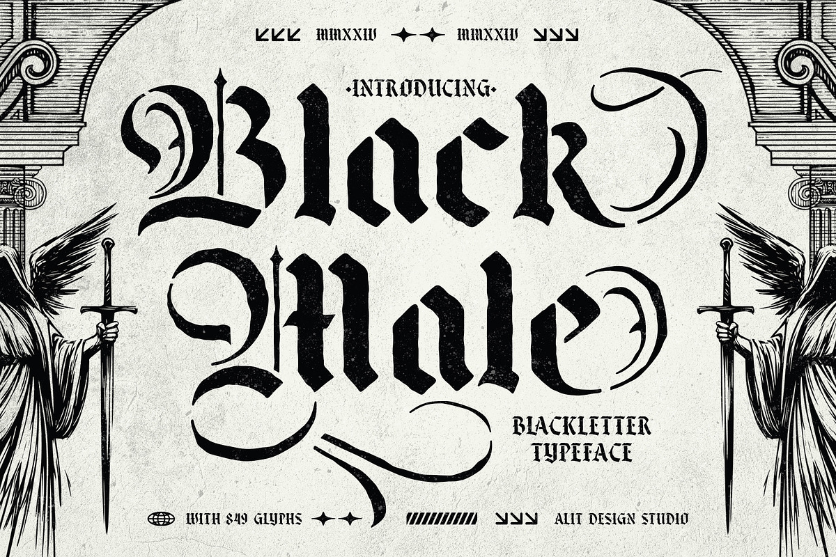 Black male Typeface, a Blackletter Font by alit design (Photo 1 of 17)