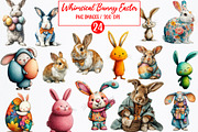 Whimsical Bunny Easter Clipart, an Illustration by Watercolor design (Thumbnail 1 of 6)