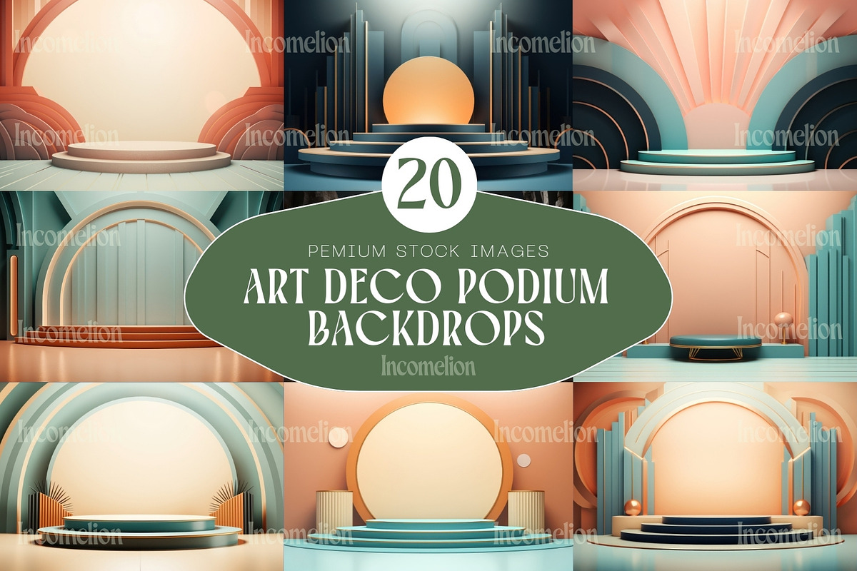 20 Art Deco Podium Backgrounds, a Background Graphic by Incomelion (Photo 1 of 6)