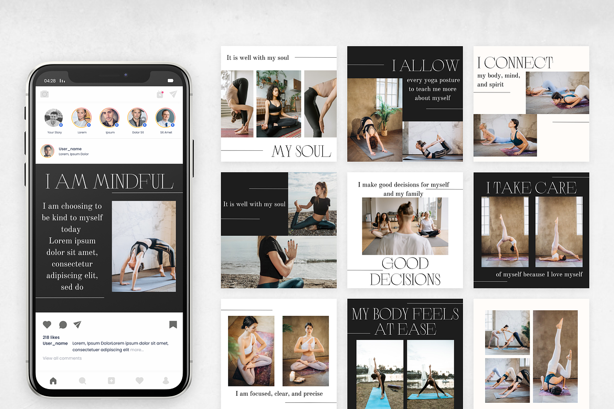 Yoga Instagram Post Templates, a Social Media Template by VeliusCreativeStudio (Photo 9 of 9)