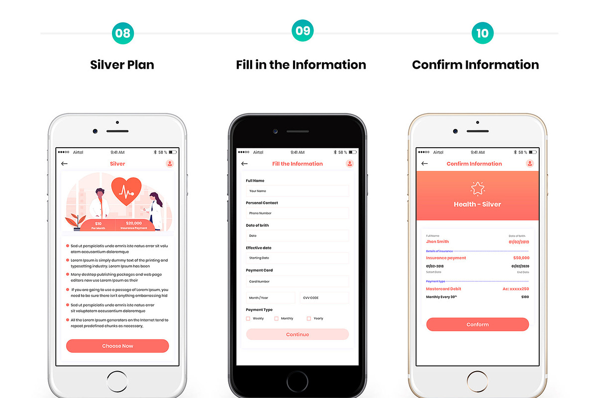Insurance Company Mobile App UI, an UI Kit Template by createuiux