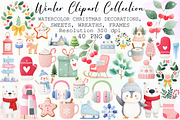 Watercolor Winter Clipart Collection, an Illustration by Sublimation Artist (Thumbnail 1 of 6)