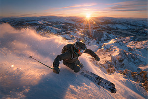 A ski tour is underway for a man in, a Sports & Recreation Photo by ZinetroN