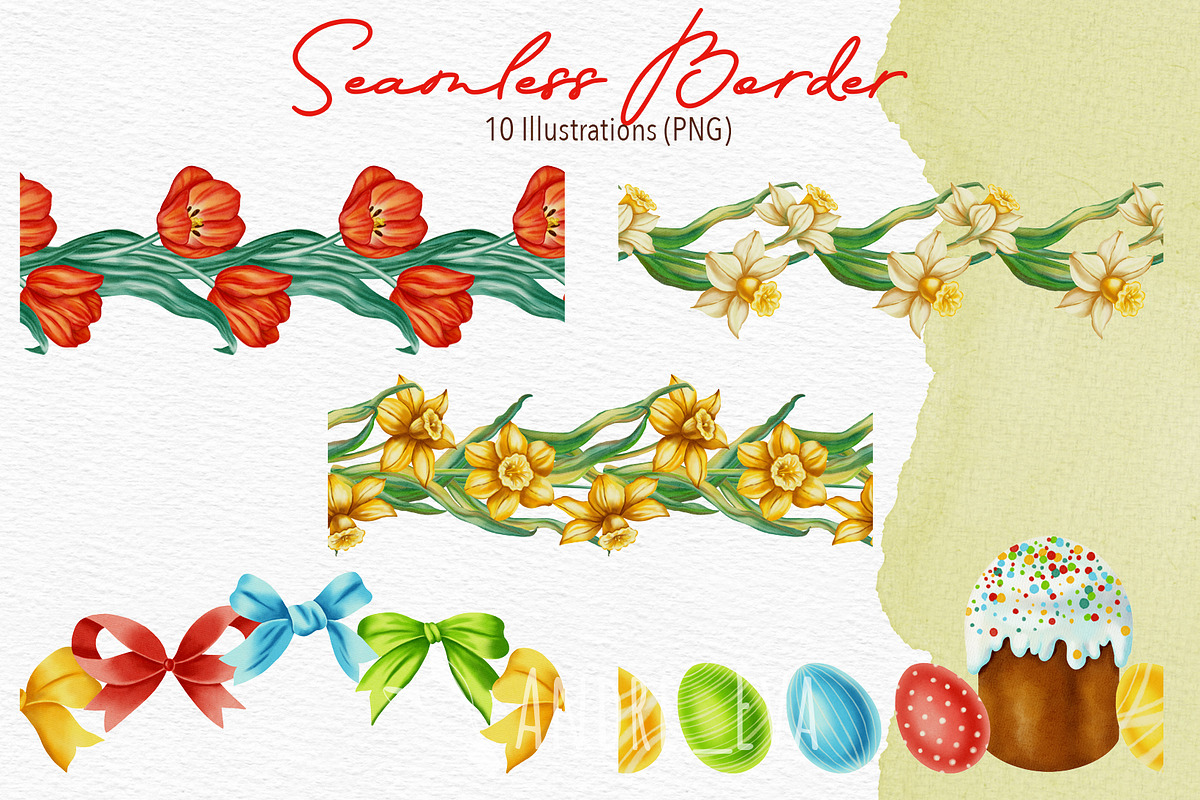 Watercolor Happy Easter Clipart, a Seasonal Illustration by Andre_Eva (Photo 7 of 12)