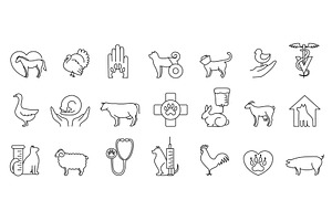 Linear veterinary icons. Animal care, an Animal Illustration by winwin.art
