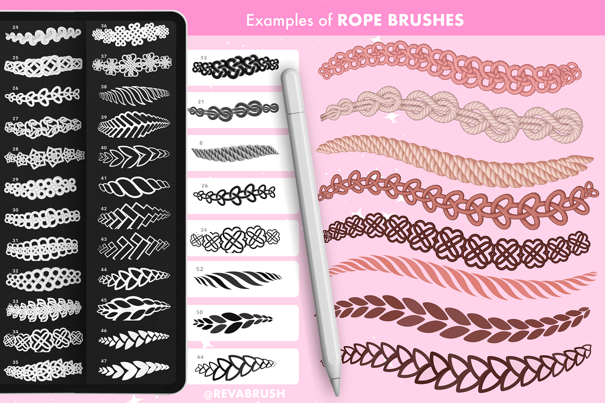 Procreate Rope stitch brushes, a Brush Add-On by Revabrush (Photo 2 of 6)