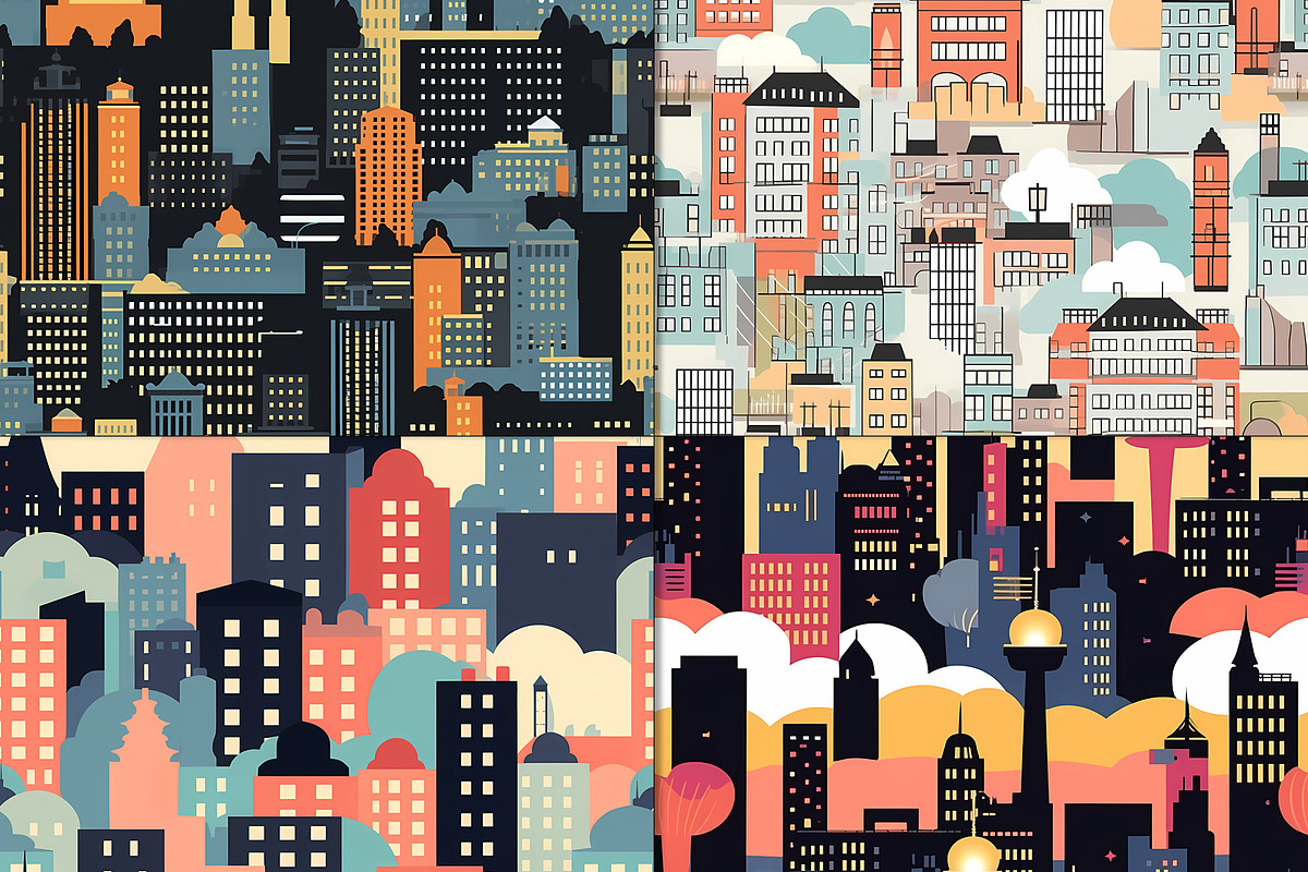 20 Seamless Cityscape Silhouettes, a Pattern Graphic by Nordic Design (Photo 7 of 9)