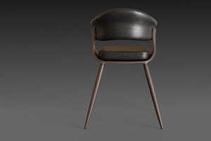 Wooden Chair With A Dark Leather