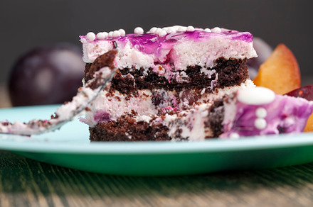 sweet purple layered cake with the taste of blueberries, a Food & Drink Photo by MyPhotos