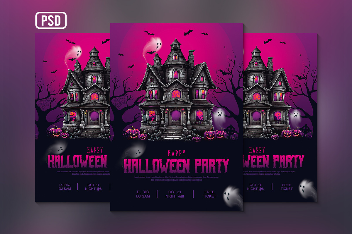 Halloween Party Flyer, a Poster Template by Black Spade Design