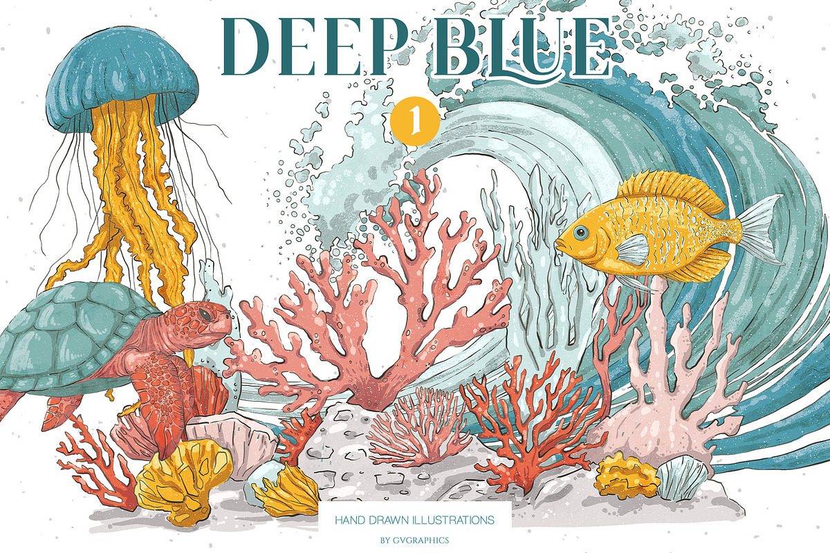 Deep Blue Illustrations #1, an Animal Illustration by GVGraphics (Photo 1 of 11)