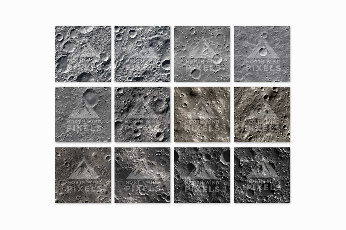 12 Moon Surfaces Digital Papers, a Texture Graphic by NorthWindPixels