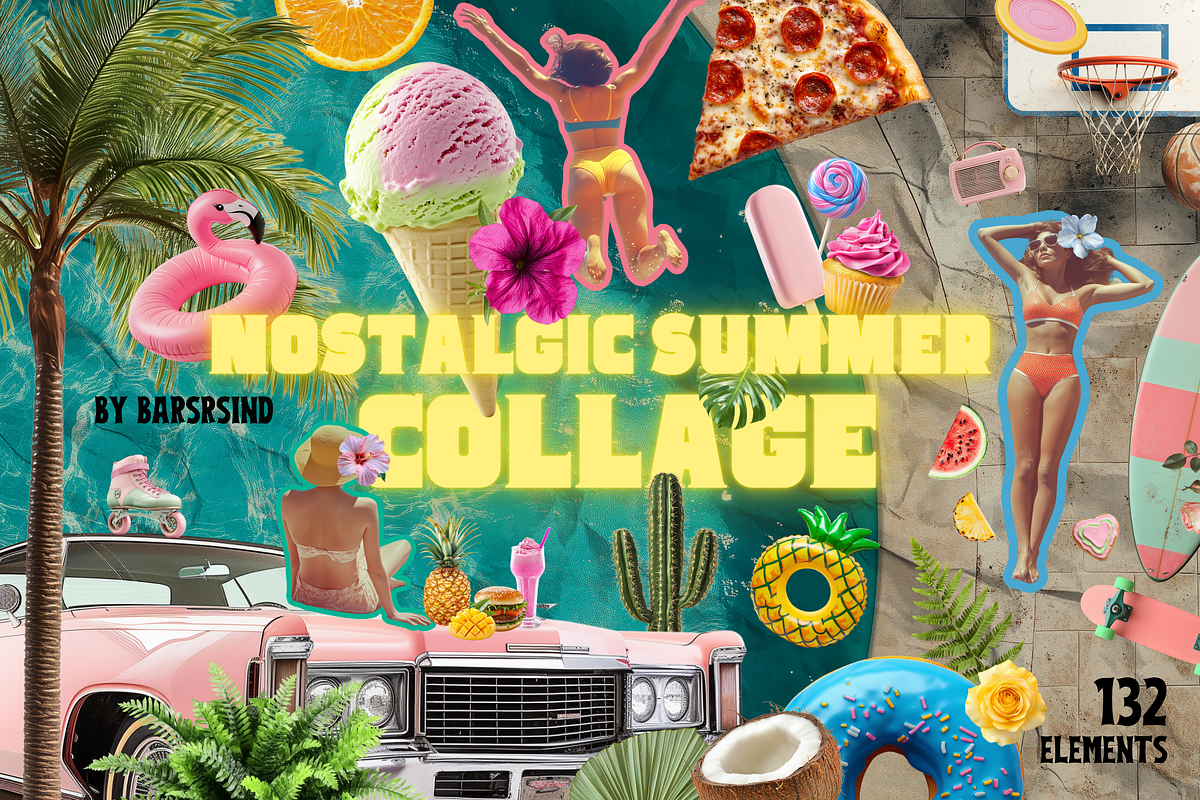 Retro Summer Collage, an Object Graphic by barsrsind (Photo 1 of 10)