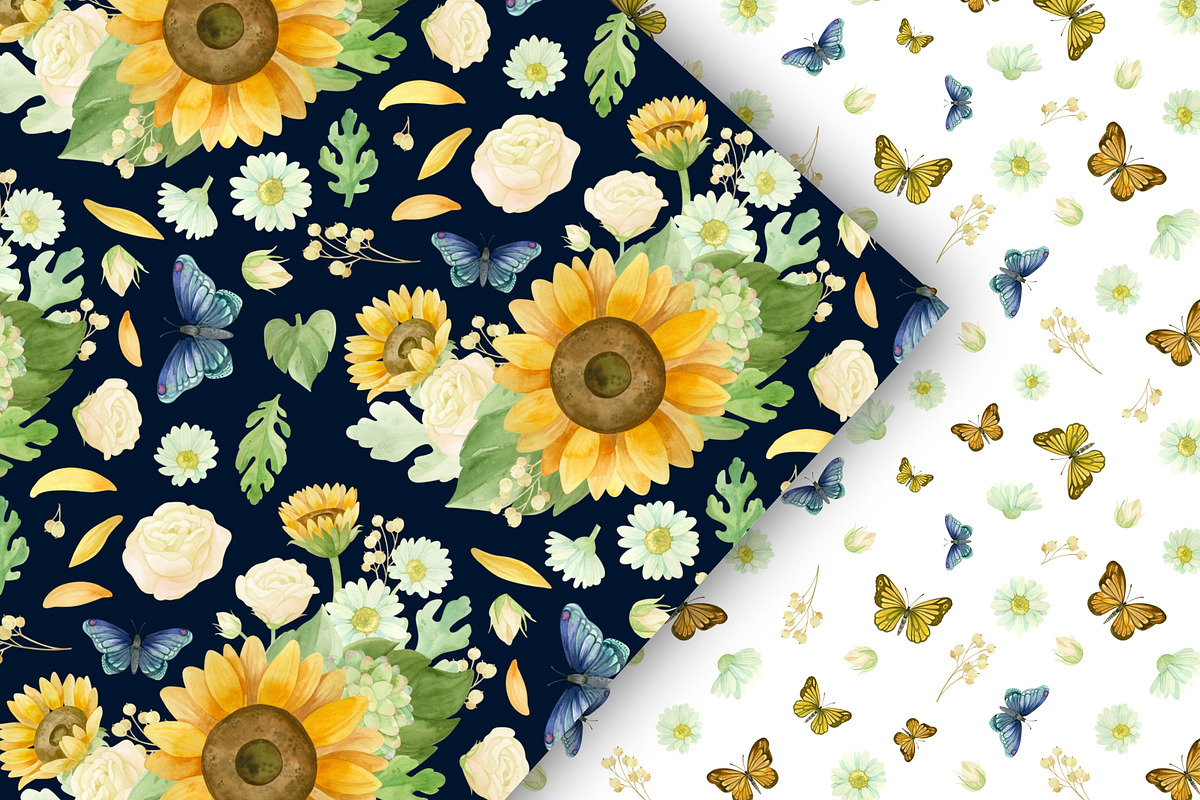 Sunflowers clipart, patterns, frames, a Decorative Illustration by Valin Malin (Photo 11 of 16)