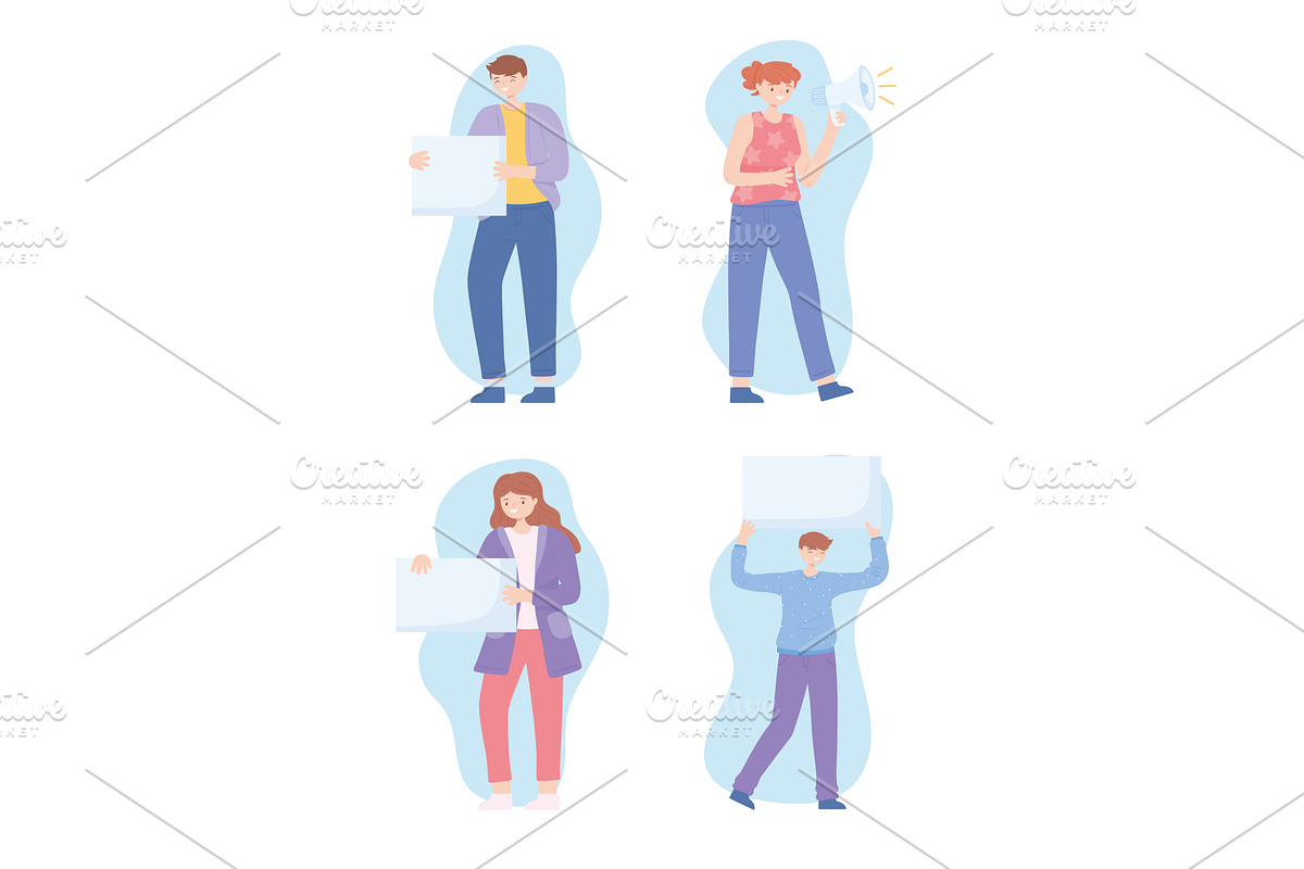 people placard megaphones, a Person Illustration by studiogstock