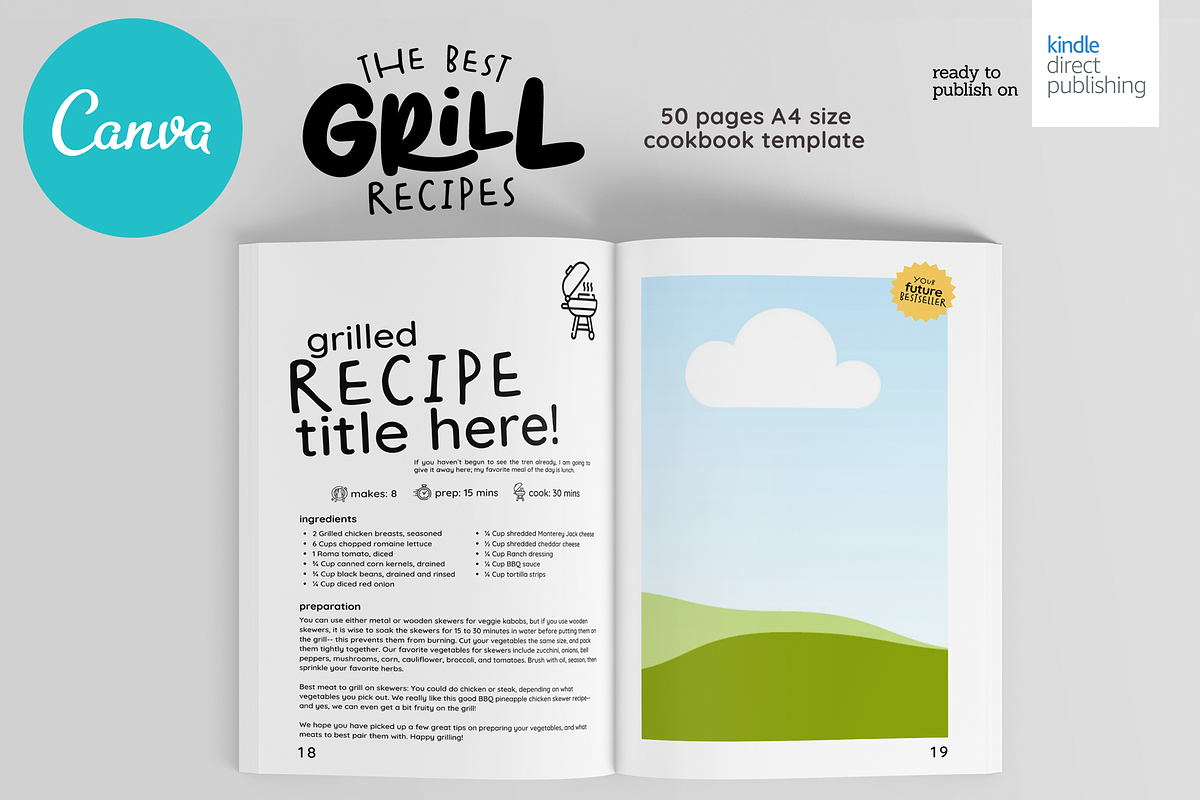Grill Recipes Cookbook Template, a Magazine Template by DeLaGranSiete (Photo 10 of 11)