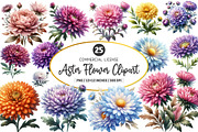 Aster Flower Watercolor Clipart, an Illustration by SinaCreation (Thumbnail 1 of 5)