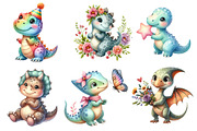 Cute Dinosaur Clipart PNG, an Illustration by Dream Creation (Thumbnail 6 of 7)
