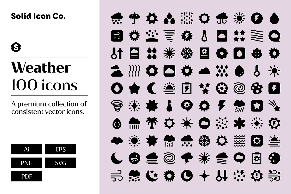 Weather Icons, a Solid Icon by Solid Icon Co (Photo 1 of 6)