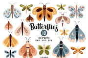 Butterfly clipart, a Seasonal Illustration by JulzaArt (Thumbnail 1 of 6)