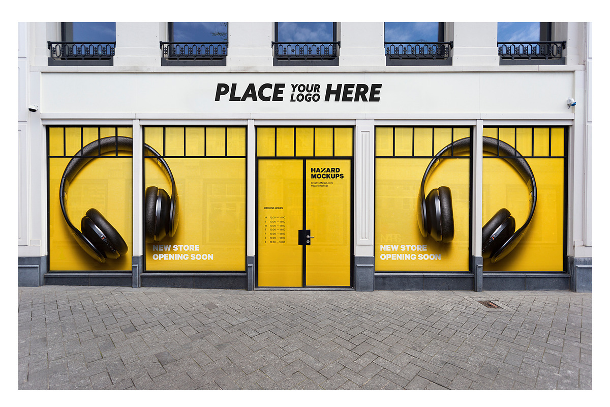 Store Window Sticker Mockup, a Product Mockup by HAZARD MOCKUPS
