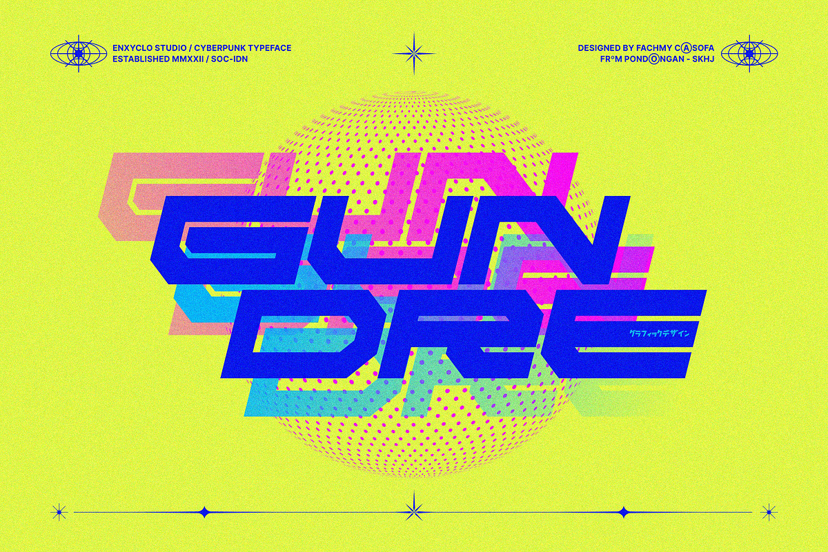 NCL RABEGS - Cyberpunk Font, a Sans Serif Font by Enxyclo Studio (Photo 9 of 12)
