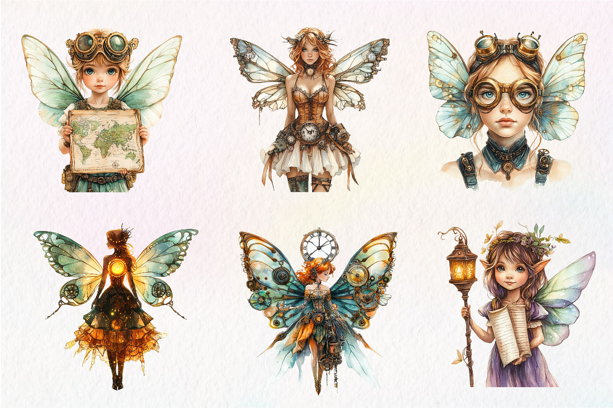 Steampunk Fairy Clipart PNG, an Illustration by CreationArt (Photo 2 of 5)