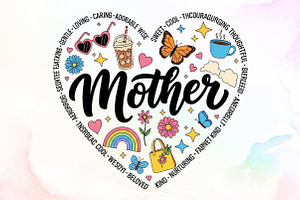 Retro Mothers Day, Mama Heart, Mom, a Seasonal Illustration by Sublimation Artist