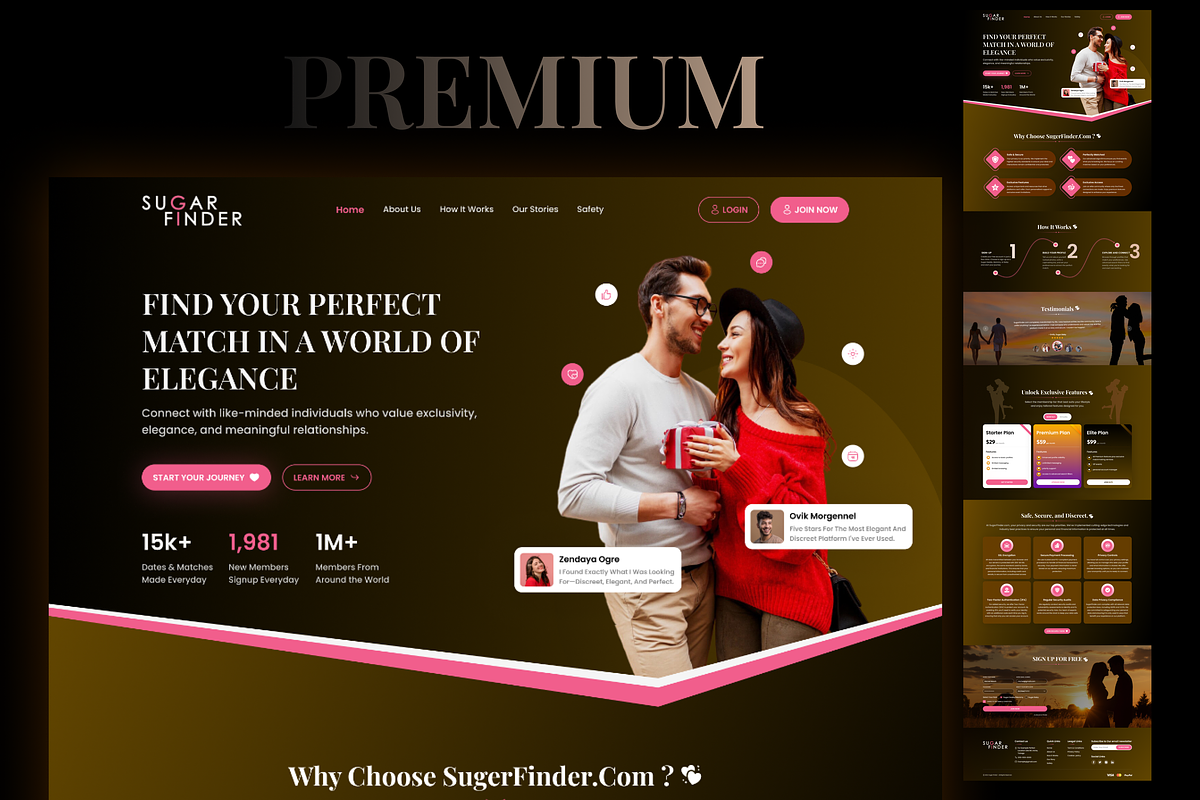 Sugar Finder Dating Landing page, a Landing Page Template by Trushit's Shop (Photo 1 of 2)