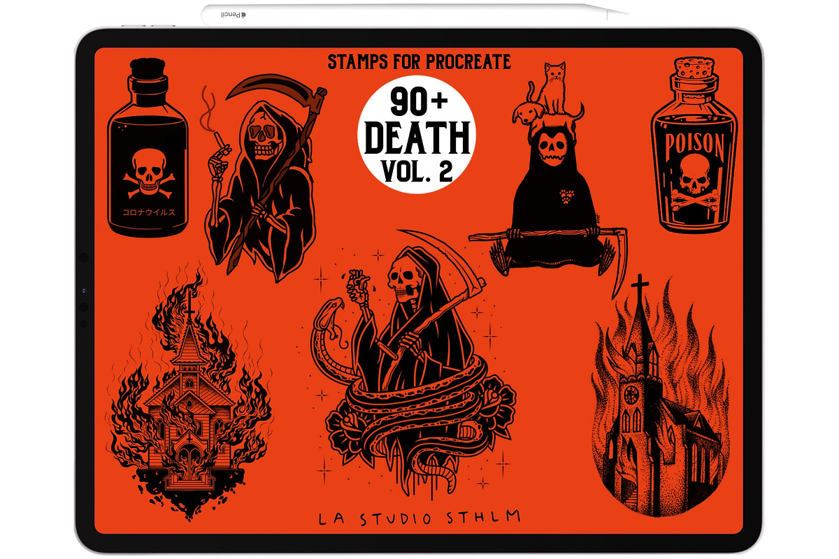 Death Vol. 2 - Procreate Stamp Set, a Brush Add-On by LA Studio Sthlm (Photo 2 of 6)