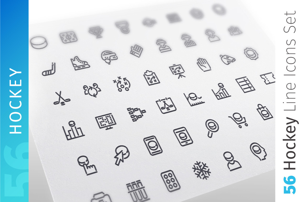 Hockey Line Icons Set, an Outline Icon by Voysla's Shop (Photo 1 of 4)
