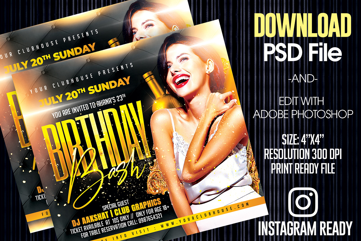 Birthday Flyer Template, a Templates & Theme by MithilaCreation (Photo 3 of 5)