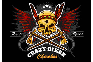 American Indian Skull - Motorcycle Graphic Design