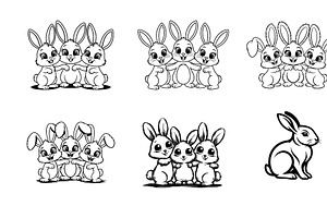 Cheerful Rabbit Line Art Drawing, a Graphic by Annudesign