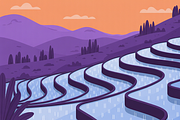 Terraced Landscape Illustration, an Illustration by Xinyan Studio (Thumbnail 3 of 4)