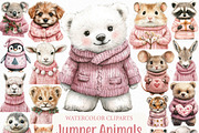 Pink Jumper Animals Christmas Clipar, an Illustration by Craft Nest (Thumbnail 1 of 6)