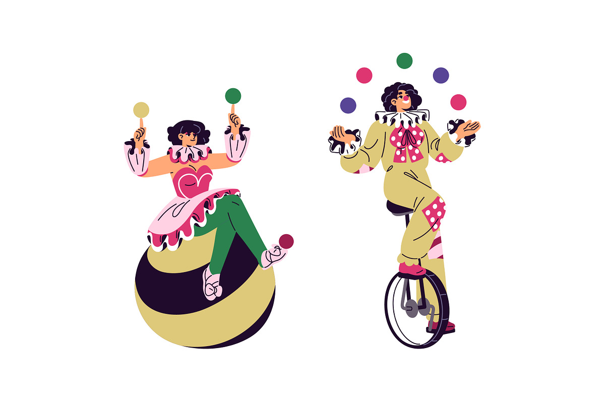 Clowns set, circus show posters, a Person Illustration by PaperTrident (Photo 2 of 12)