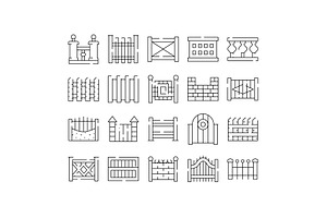Outline icons set showing various, an Object Graphic by pikepicture