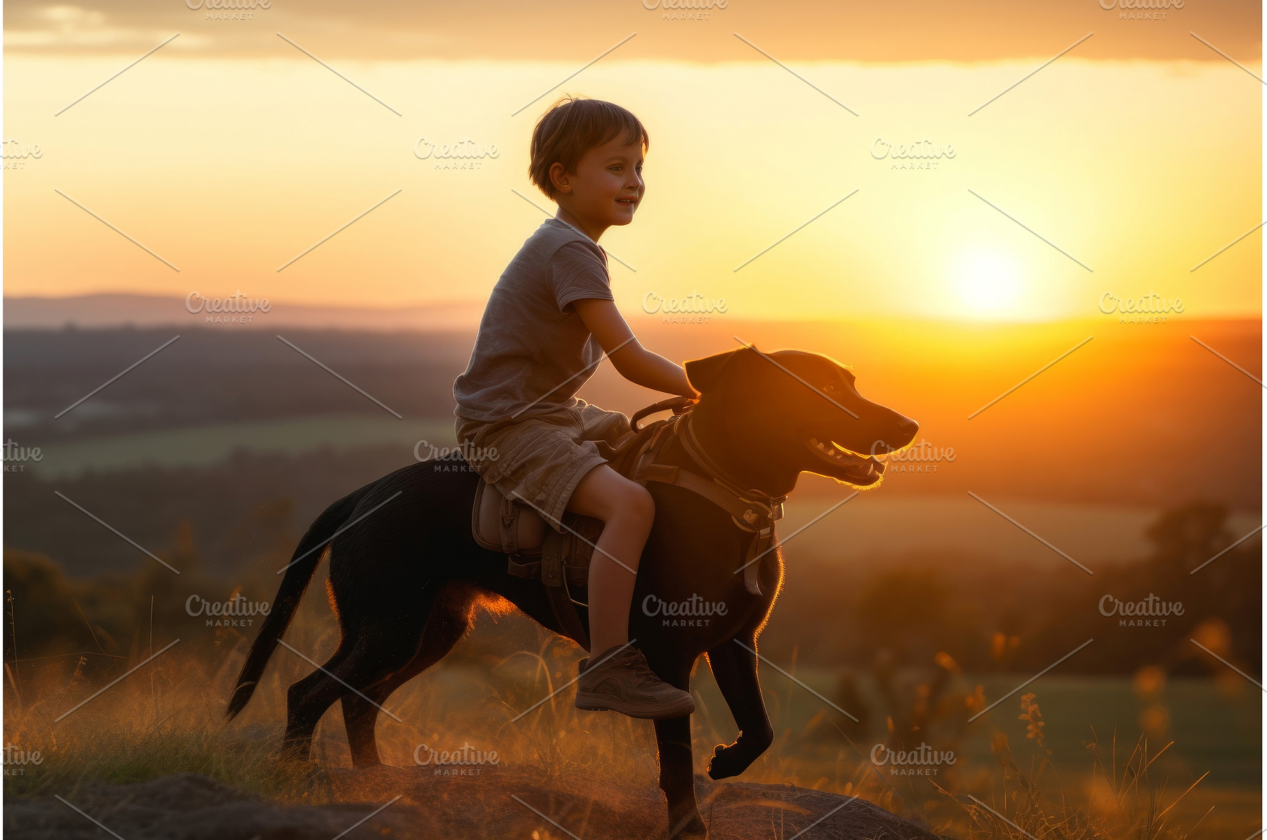 Boy riding Generate Ai, an Animal Photo by Ylivdesign