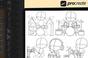 50 Procreate Chibi Musician Stamps