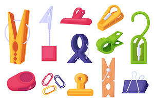 Clip holders. Cartoon office clips, an Object Illustration by LadadikArt
